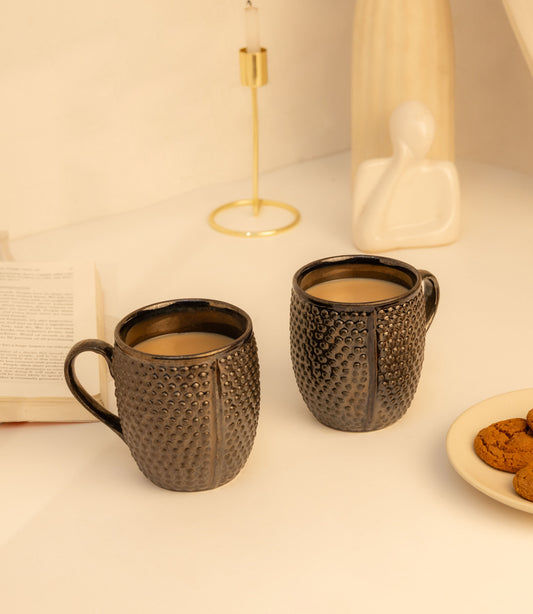 Pebble Creek Studio Pottery Coffee Mugs - Obsidian Black - Errai Homes