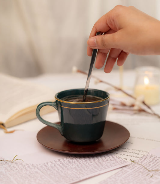 Sonaar Cup and Saucer - Forest Green