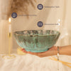 Studio Pottery Hand Carved Crinkle Bowls - Aqua