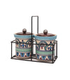 Handpainted Ceramic Pantry Set - Blue Rangoli