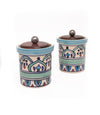 Handpainted Ceramic Pantry Set - Blue Rangoli