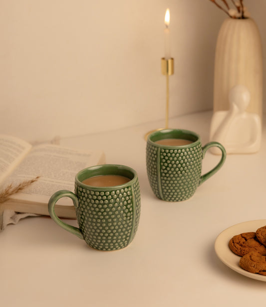 Pebble Creek Studio Pottery Coffee Mugs - Forest Green - Errai Homes