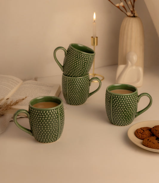 Pebble Creek Studio Pottery Coffee Mugs - Forest Green - Errai Homes