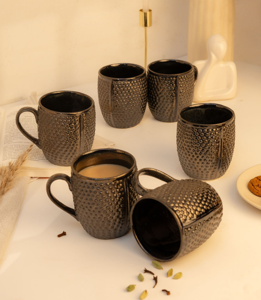 Pebble Creek Studio Pottery Coffee Mugs - Obsidian Black - Errai Homes