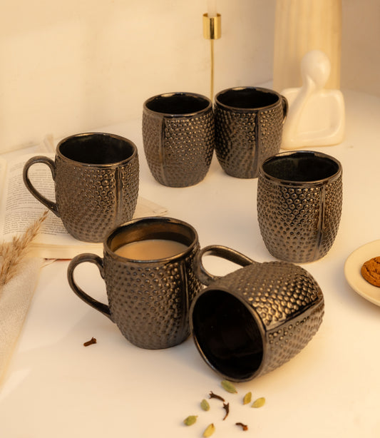 Pebble Creek Studio Pottery Coffee Mugs - Obsidian Black - Errai Homes