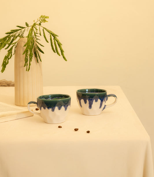 Elan Handcrafted Tea Cups - Sea Blue - Errai Homes