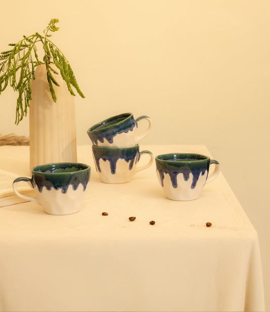 Elan Handcrafted Tea Cups - Sea Blue - Errai Homes