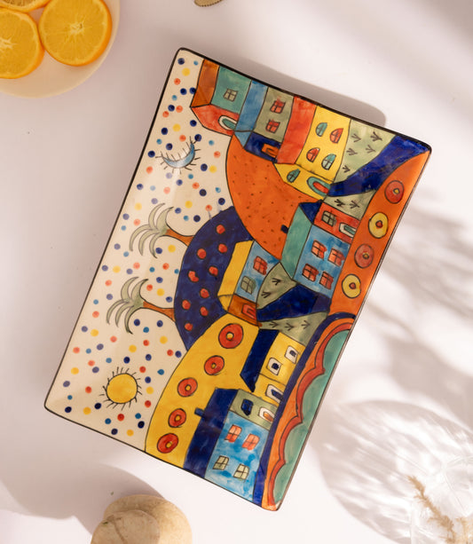 Hamlet Handpainted Ceramic Serving Tray - Large - Errai Homes