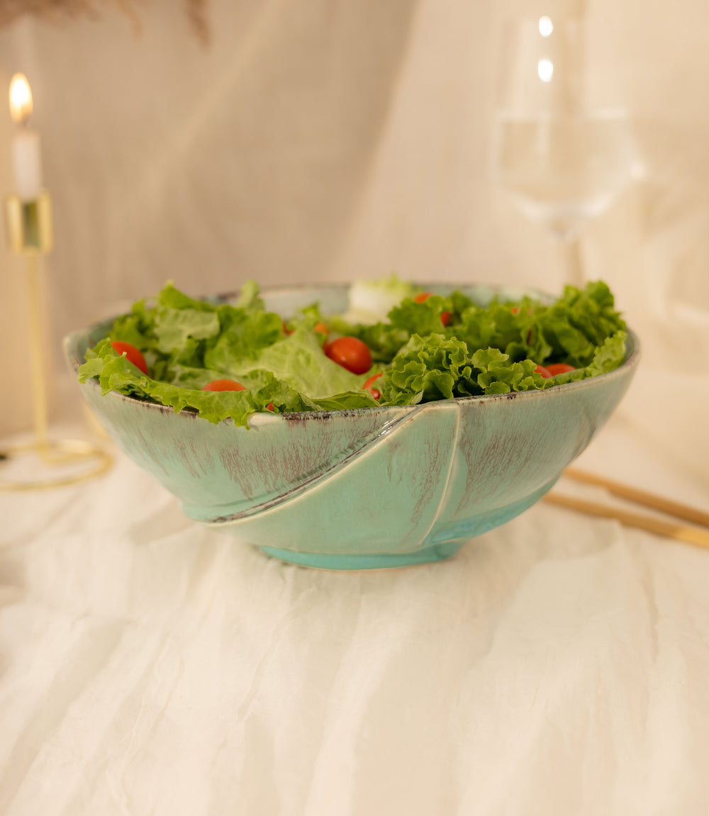Studio Pottery Handcut Diamond Bowls - Aqua