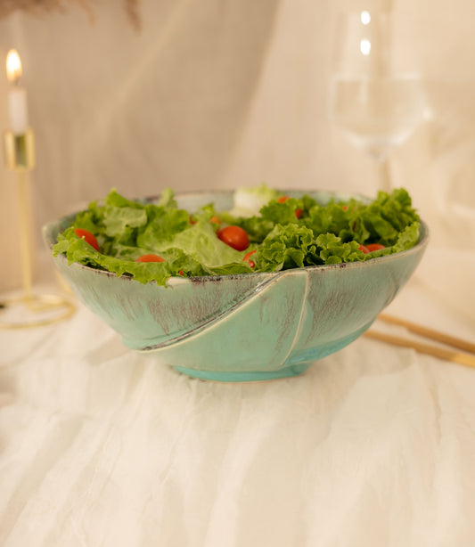 Studio Pottery Handcut Diamond Bowls - Aqua