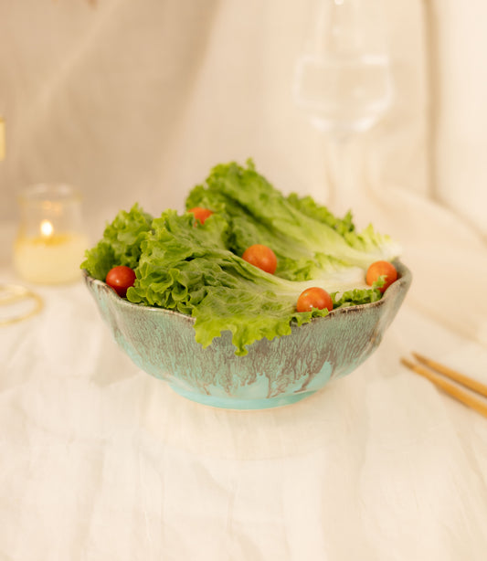 Studio Pottery Handcut Diamond Bowls - Aqua