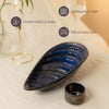 Studio Pottery Midnight Sea Shell Serving Platter with Dip - Errai Homes