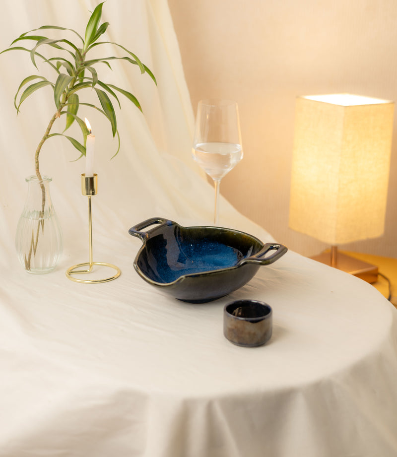 Handcrafted Stonefire Serving Bowl With Dip