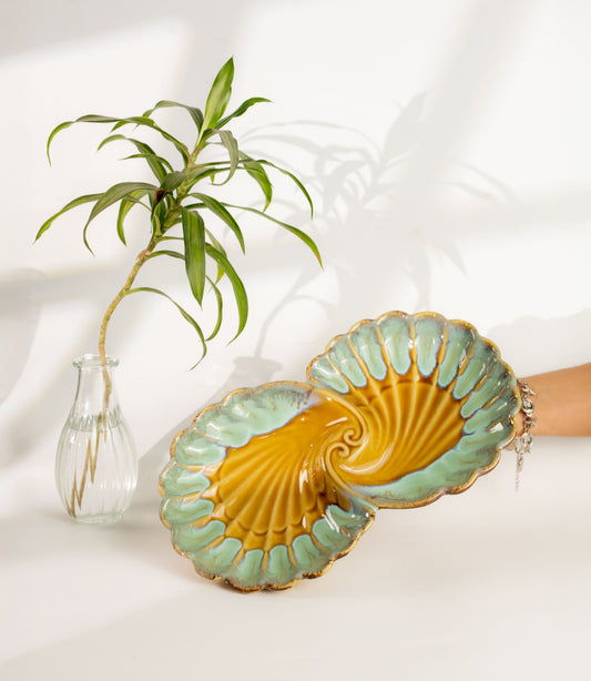 The Peacock Pavilion Serving Platter - Golden Glaze