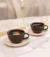 Ash & Ivory Handcrafted Ceramic Cup & Saucer Set