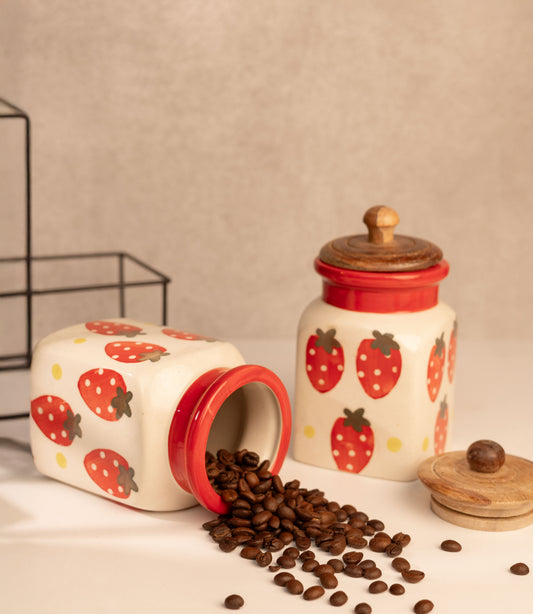 Handpainted Ceramic Pantry Set - Strawberry