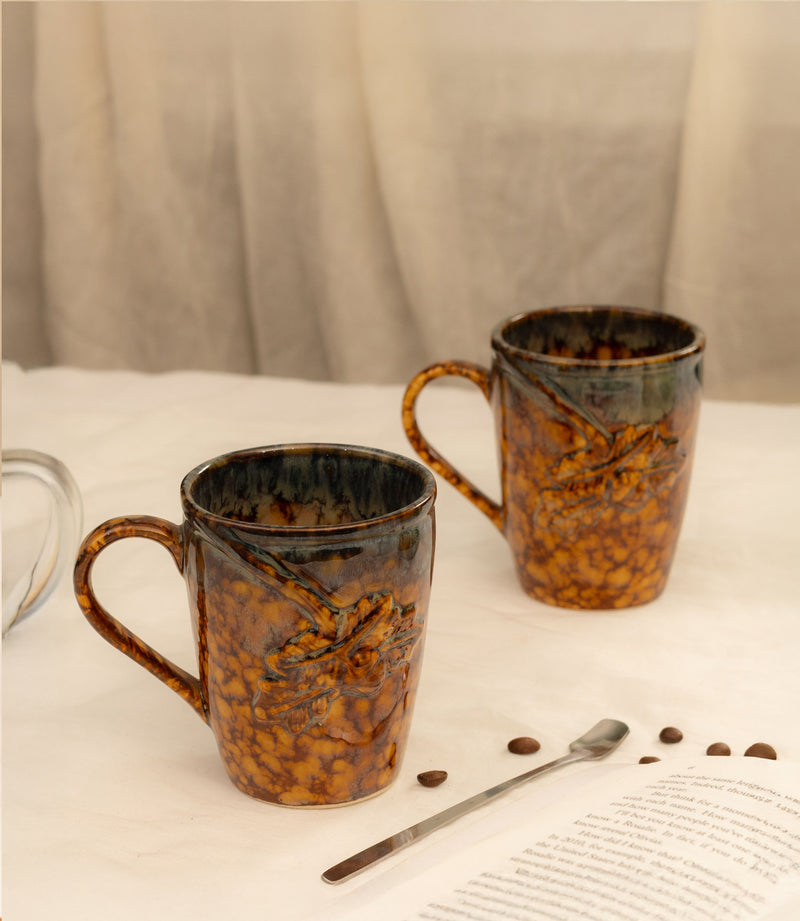 Handcrafted Dragonfly  Porcelain Coffee Mugs