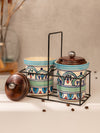 Handpainted Ceramic Pantry Set - Blue Rangoli