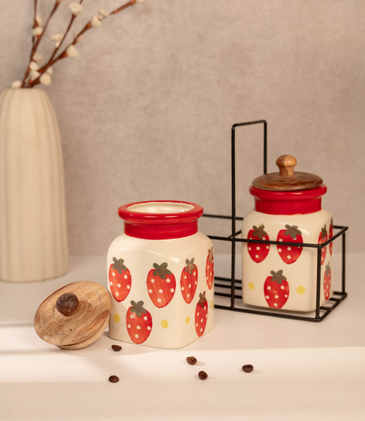 Handpainted Ceramic Pantry Set - Strawberry