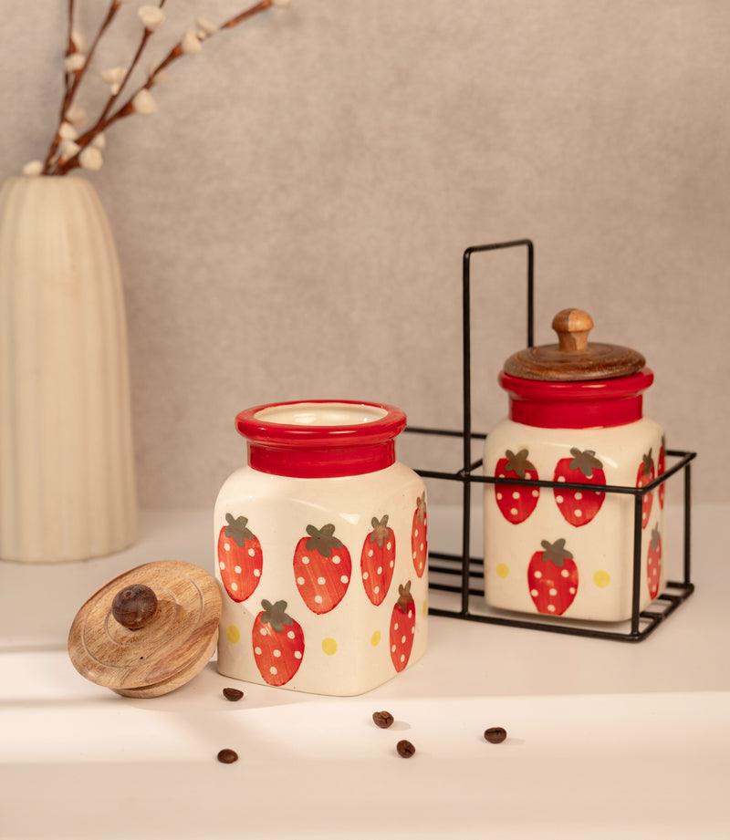 Handpainted Ceramic Pantry Set - Strawberry